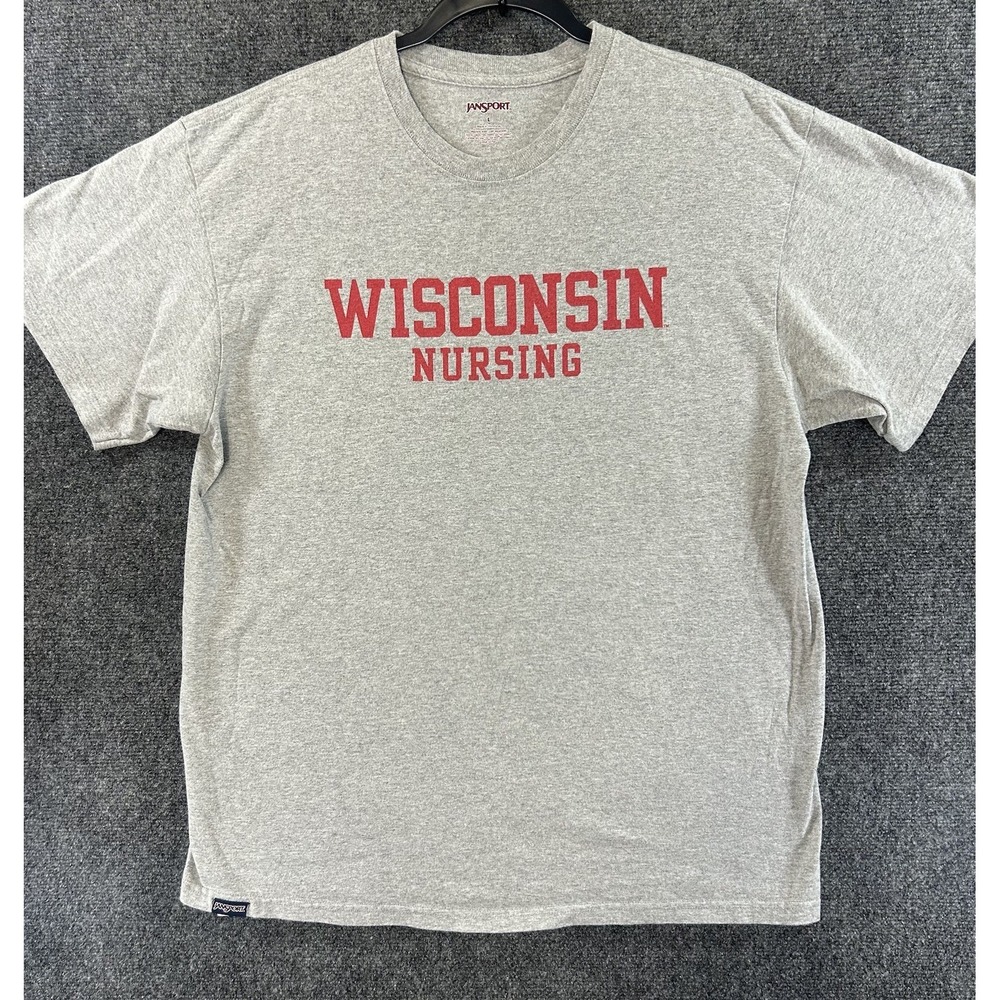 University of Wisconsin Nursing T-Shirt Size Large Badgers Collegiate Gray